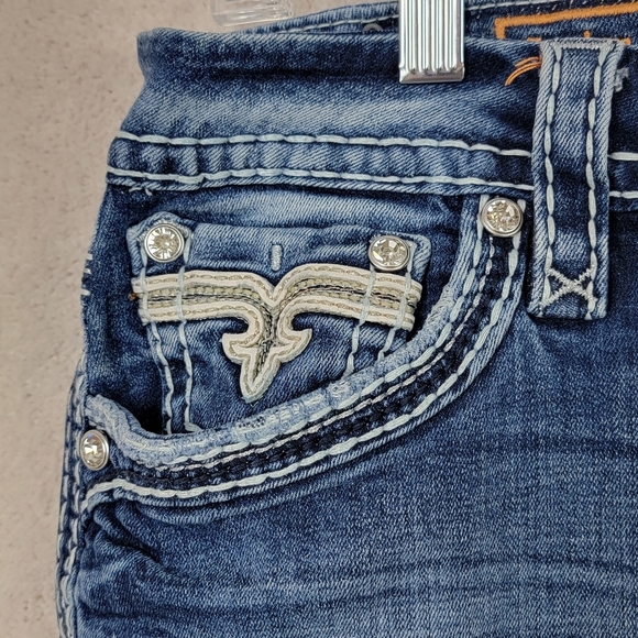 Rock Revival Jordyn Easy Boot Western Denim Blue Jeans Sz 32 x 27.5 (Hemmed) - Picture 6 of 16